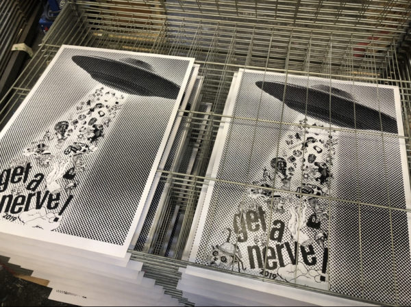 GET A NERVE! - Collaborative print featuring all the tattoo artists & illustrators invited, Villa Sarasin, 2019